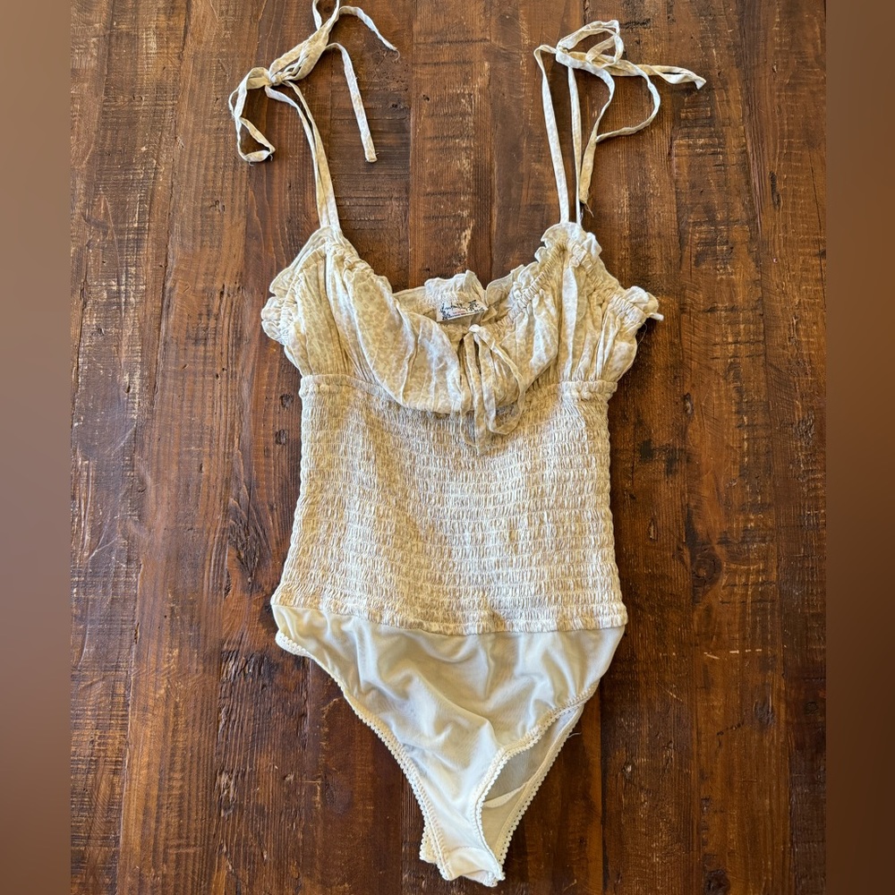 Free People Intimately beige floral bodysuit